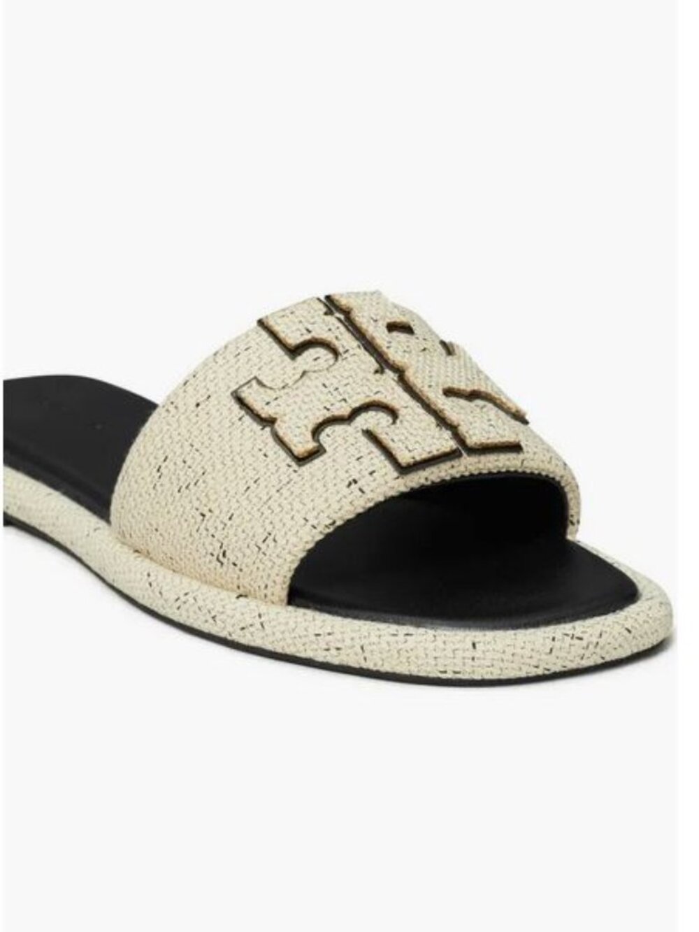 Brand New TORY BURCH sz 11 double t sport slide canves/leather 170868